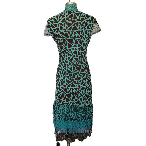 Anac Designed by Kimi Vintage Y2K Mesh Midi Dress Size M Blue Floral Polka Dot - Picture 6 of 9